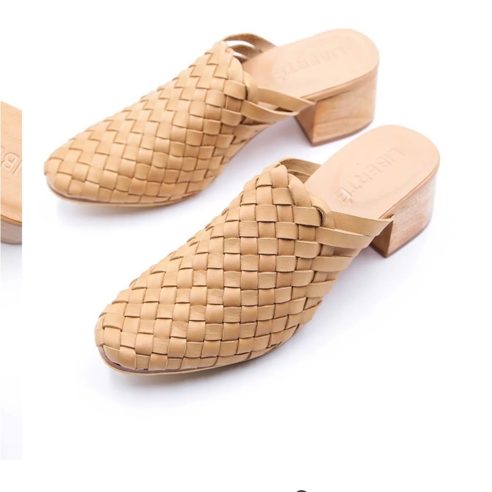 New Liberte Leather Bondi Woven leather Tan Block Heel Mules.  Multiple sizes - Picture 5 of 11